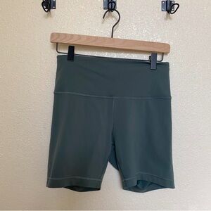 Lululemon Smoked Spruce Wunder Train Biker Shorts